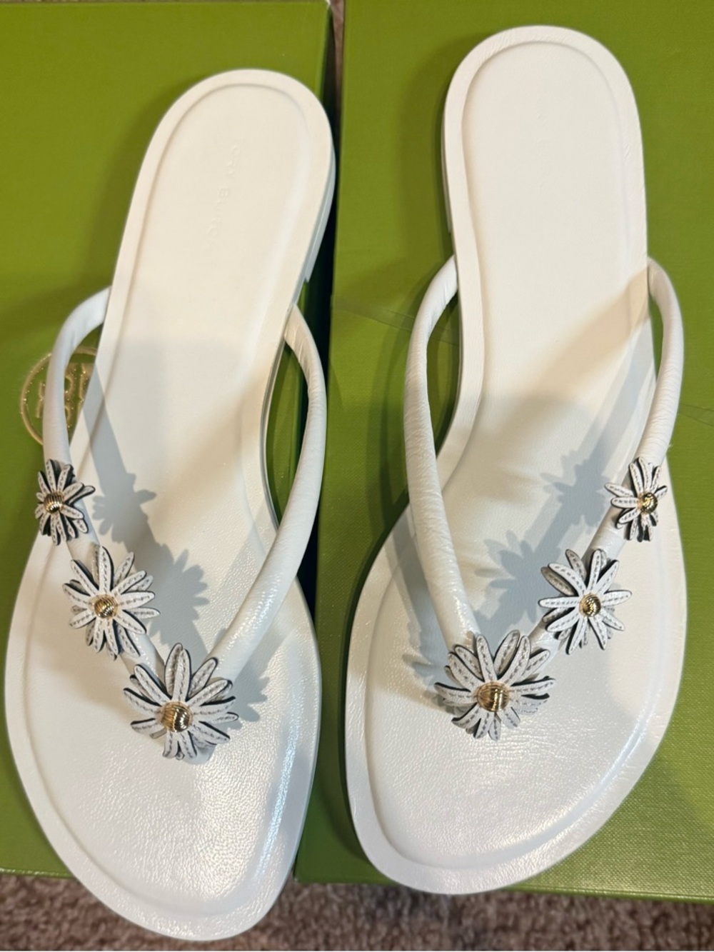 White Floral Daisy Thong Sandals for Women